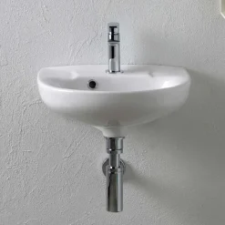 Lavabo Sospeso Monoforo in Ceramica Bianca dal Design Classico - Silice
