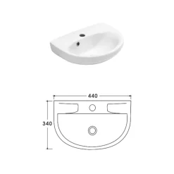 Lavabo Sospeso Monoforo in Ceramica Bianca dal Design Classico - Silice
