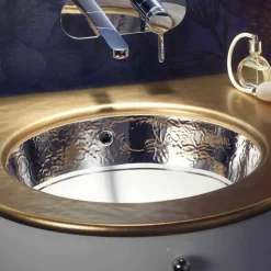 Lavabo sottopiano barocco in fire clay e platino made in Italy, Egeo