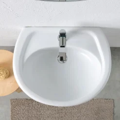 Lavabo su Colonna Monoforo in Ceramica Bianca dal Design Classico - Silice