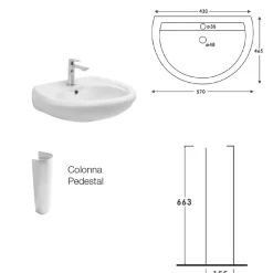 Lavabo su Colonna Monoforo in Ceramica Bianca dal Design Classico - Silice