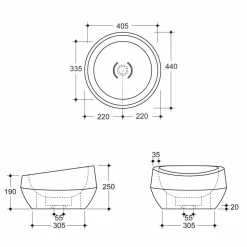 Lavabo tondo da appoggio di design in ceramica gold made Italy Elisa