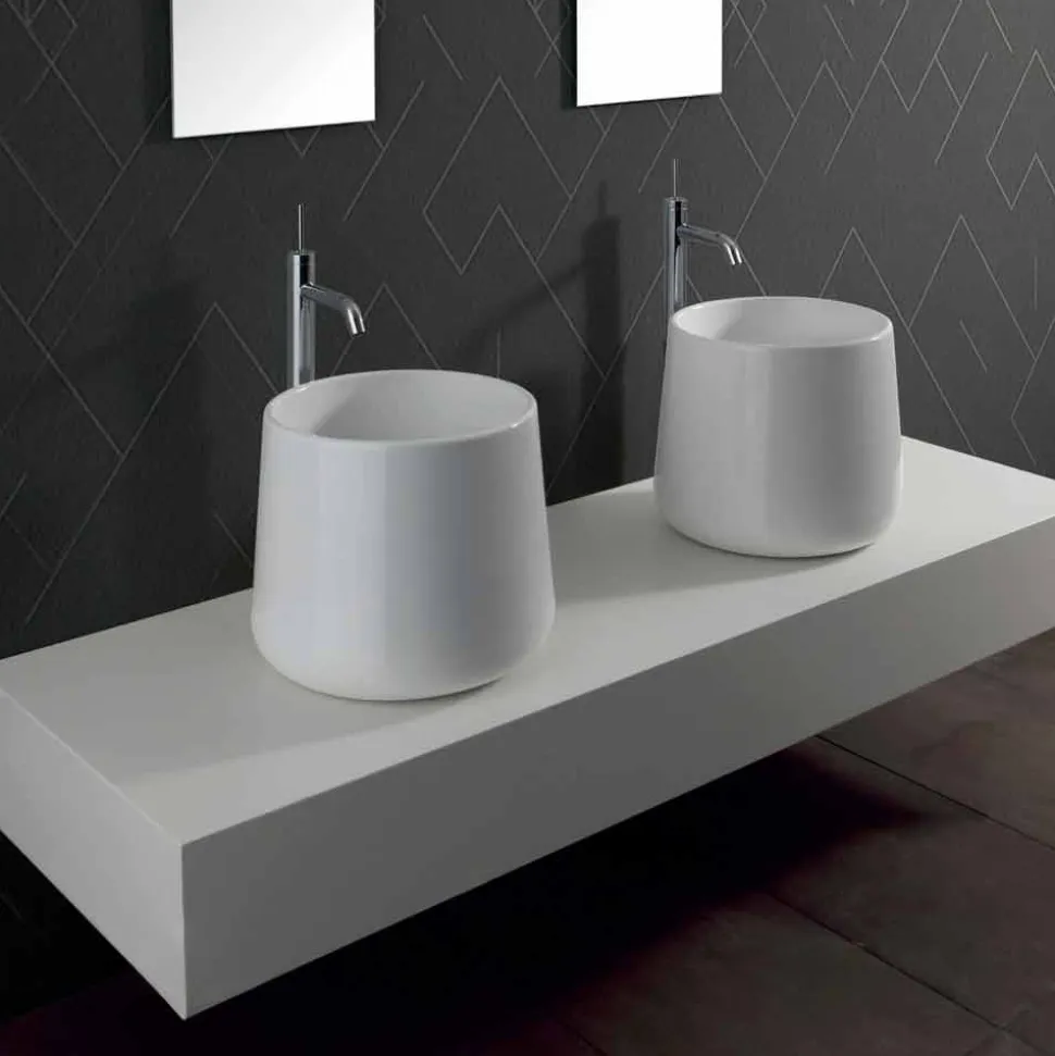 Lavabo Tondo da Appoggio in Ceramica Bianca o Colorata Oliena