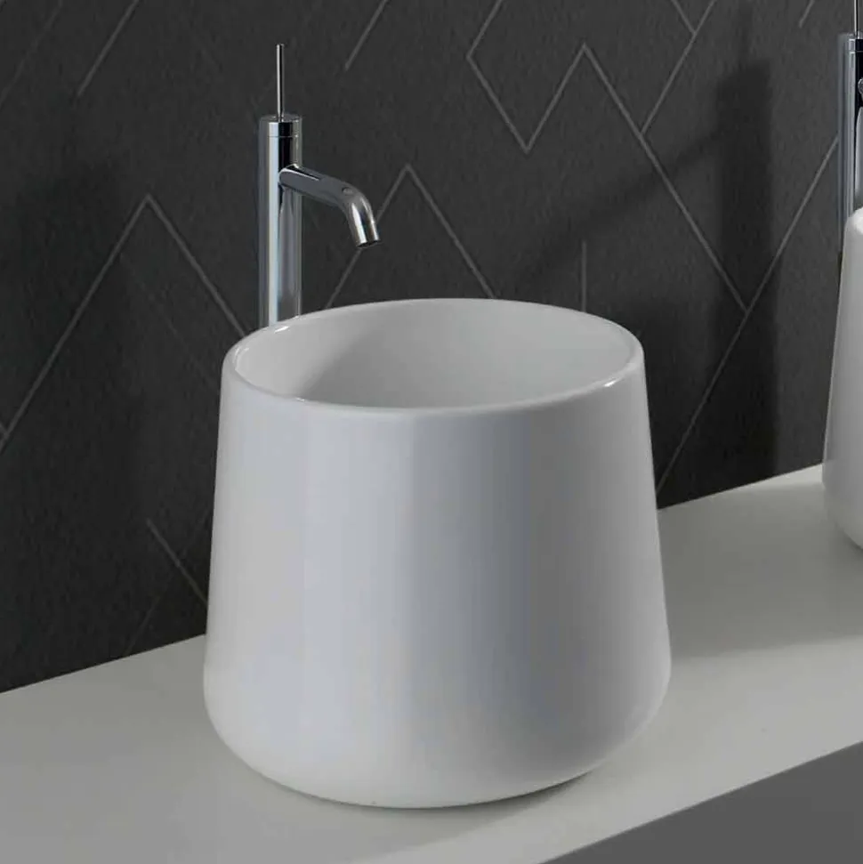 Lavabo Tondo da Appoggio in Ceramica Bianca o Colorata Oliena