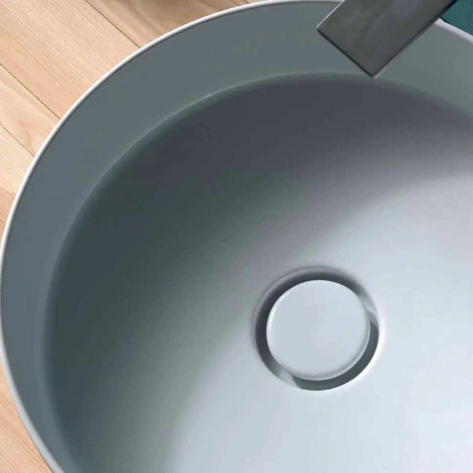 Lavabo tondo da appoggio in ceramica moderno Sun Circle diametro 40 cm
