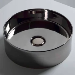 Lavabo tondo da appoggio in ceramica moderno Sun Circle diametro 40 cm
