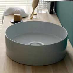 Lavabo tondo da appoggio in ceramica moderno Sun Circle diametro 40 cm