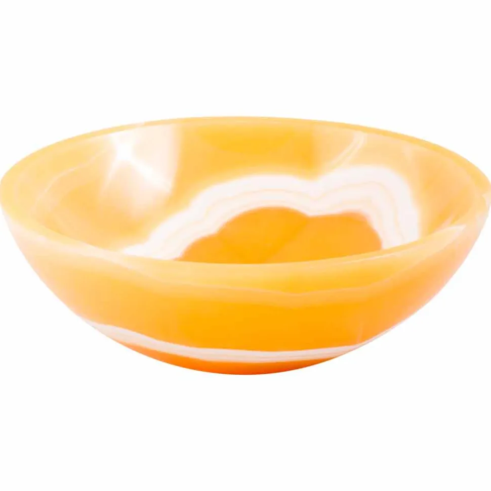 Lavabo tondo da appoggio in pietra onice arancione Aris