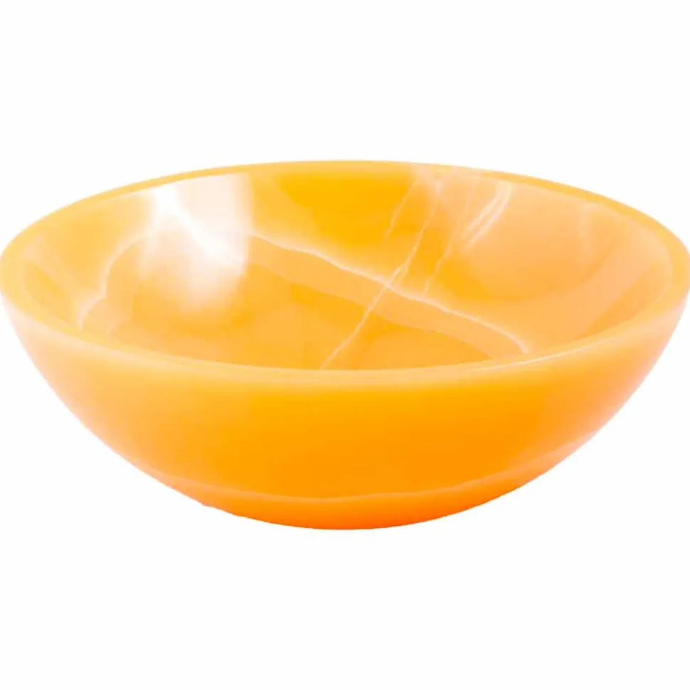 Lavabo tondo da appoggio in pietra onice arancione Aris