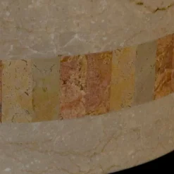 Lavabo tondo di design da appoggio in pietra naturale bianca Clio