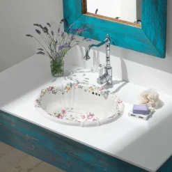 Lavabo Vintage in Porcellana Fuso a Mano con Fiori Made in Italy - Barbera
