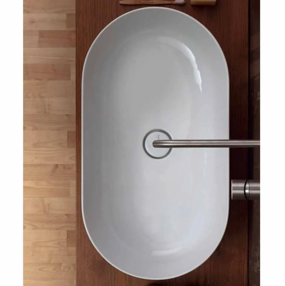 Lavabo 70x35cm da appoggio in ceramica made Italy Star, design moderno