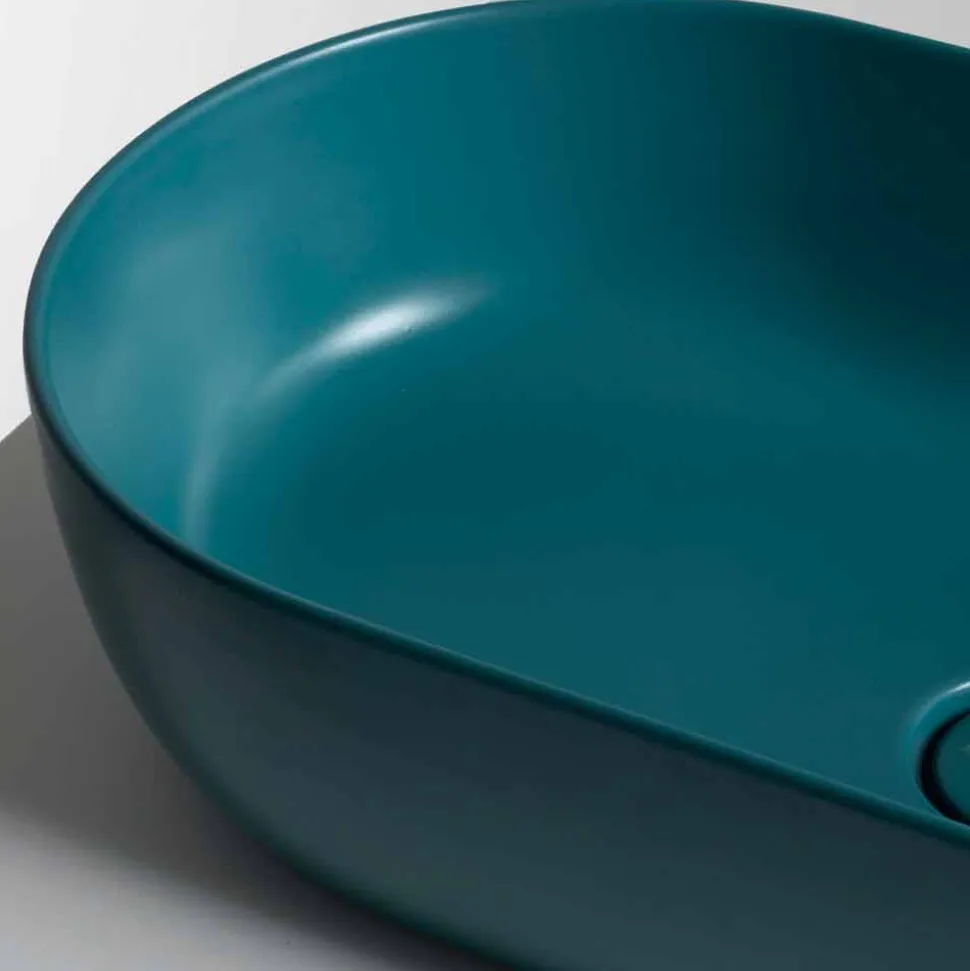 Lavabo 70x35cm da appoggio in ceramica made Italy Star, design moderno