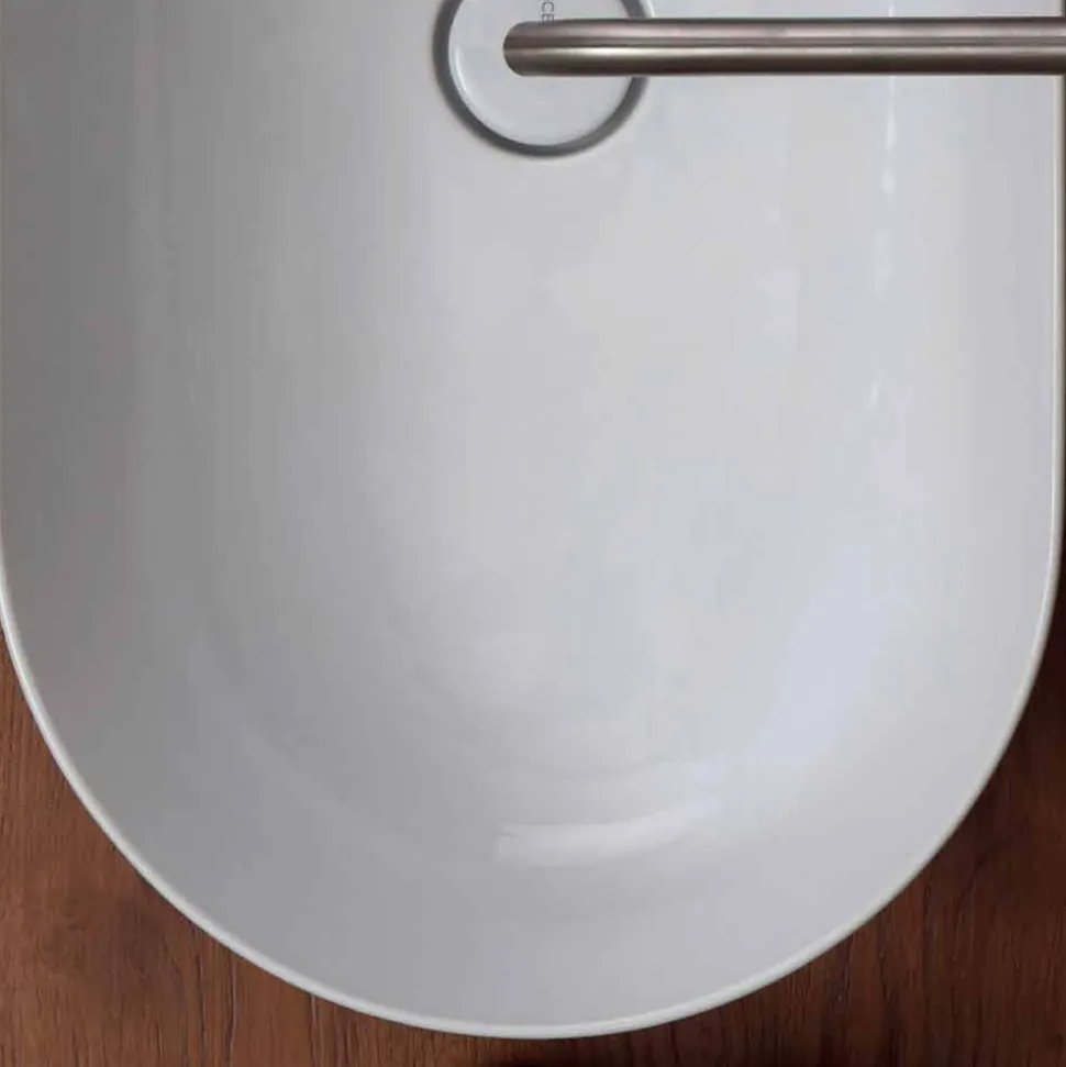 Lavabo 70x35cm da appoggio in ceramica made Italy Star, design moderno