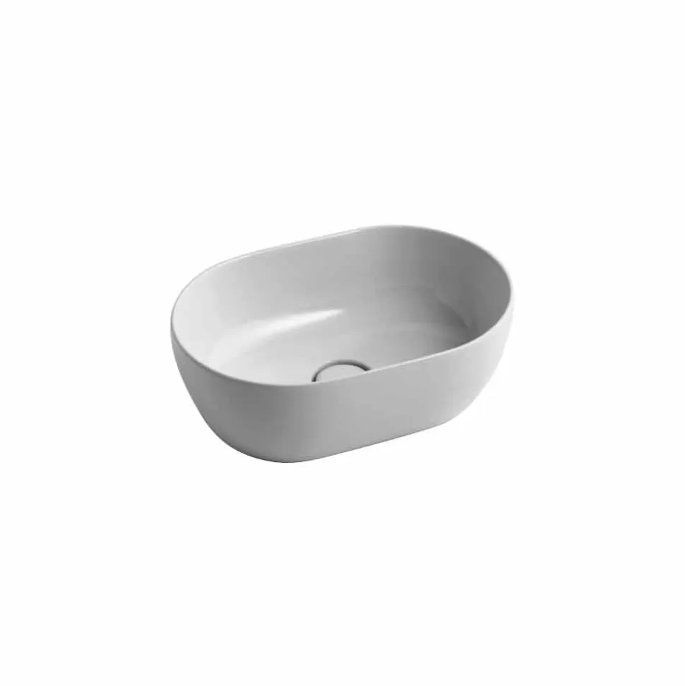 Lavabo 45x32cm in ceramica da appoggio made Italy Star, design moderno