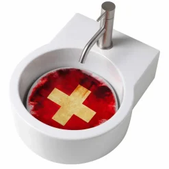 Lavamani di design circolare da appoggio/sospensione made in Italy Tor