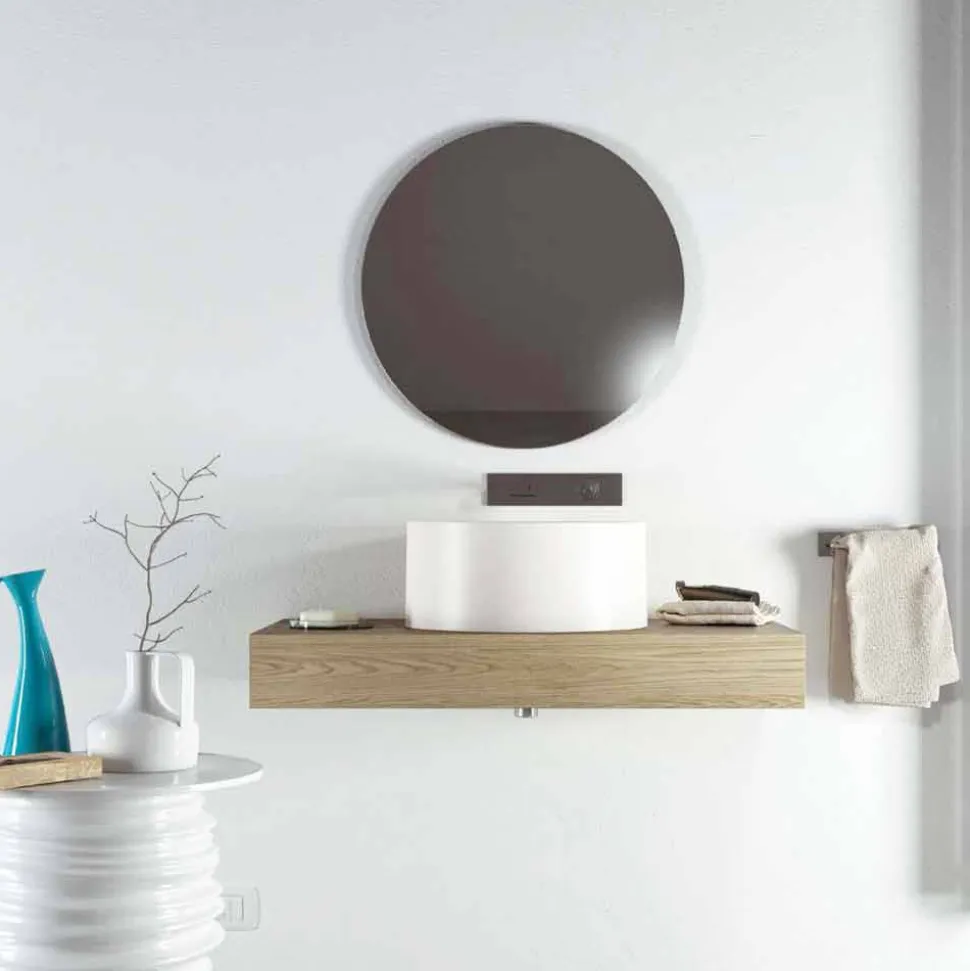 Lavandino da appoggio circolare di design prodotto in Italia, Forino