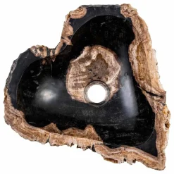 Lavandino da appoggio fatto a mano in legno fossile, Neirone