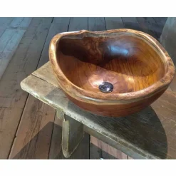 Lavandino da appoggio moderno in legno teak naturale Vigevano