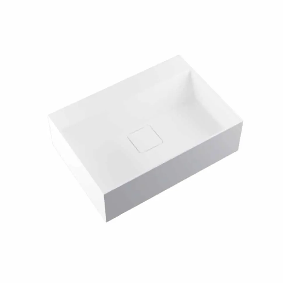 Lavandino di design da appoggio in Solid Surface prodotto in Italia, Lavis
