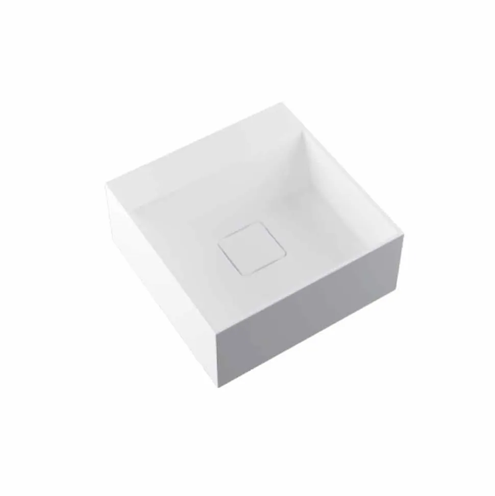 Lavandino di design da appoggio in Solid Surface prodotto in Italia, Lavis