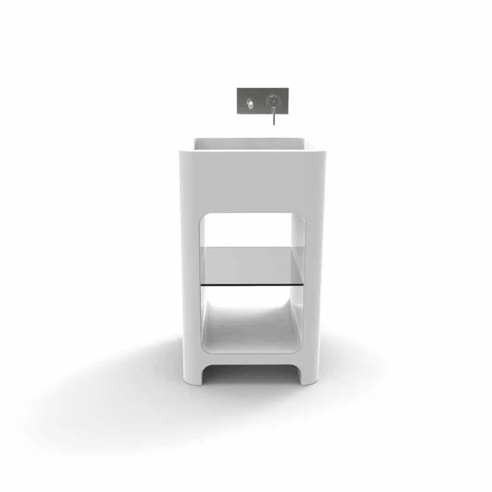 Lavandino freestanding monoblocco moderno fatto in Italia, Tufino