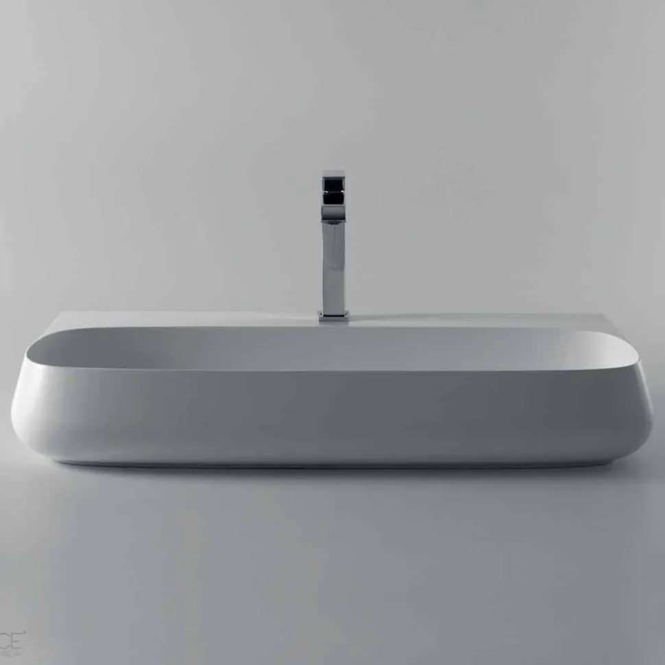 Lavandino in ceramica da appoggio di design L 90cm made in Italy, Gais