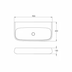 Lavandino in ceramica da appoggio di design L 90cm made in Italy, Gais