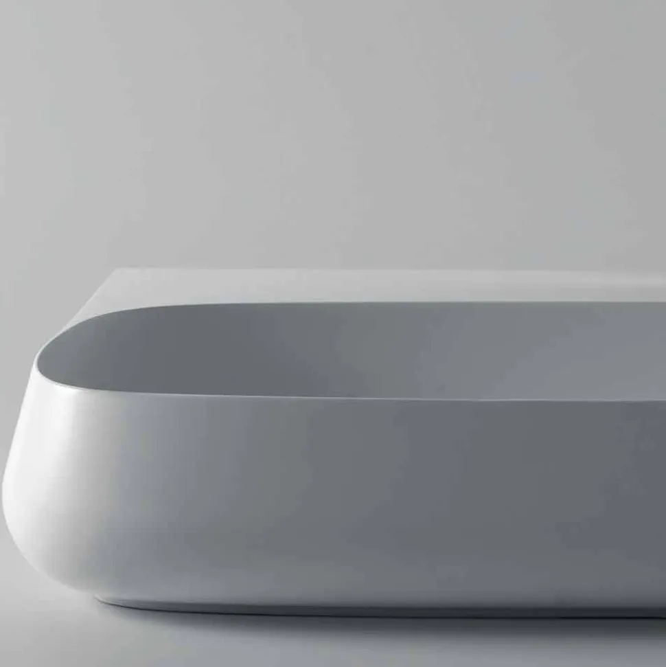 Lavandino in ceramica da appoggio di design L 90cm made in Italy, Gais