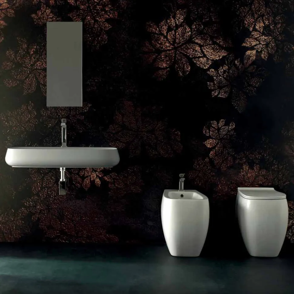 Lavandino in ceramica da appoggio di design L 90cm made in Italy, Gais