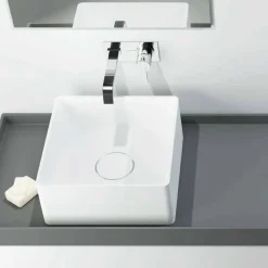 Lavandino quadrato da appoggio moderno fatto in Italia, Forino