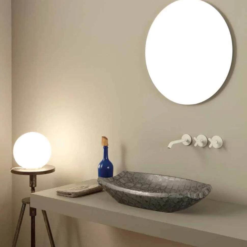 Lavavo da appoggio di design in ceramica caimano made in Italy Laura