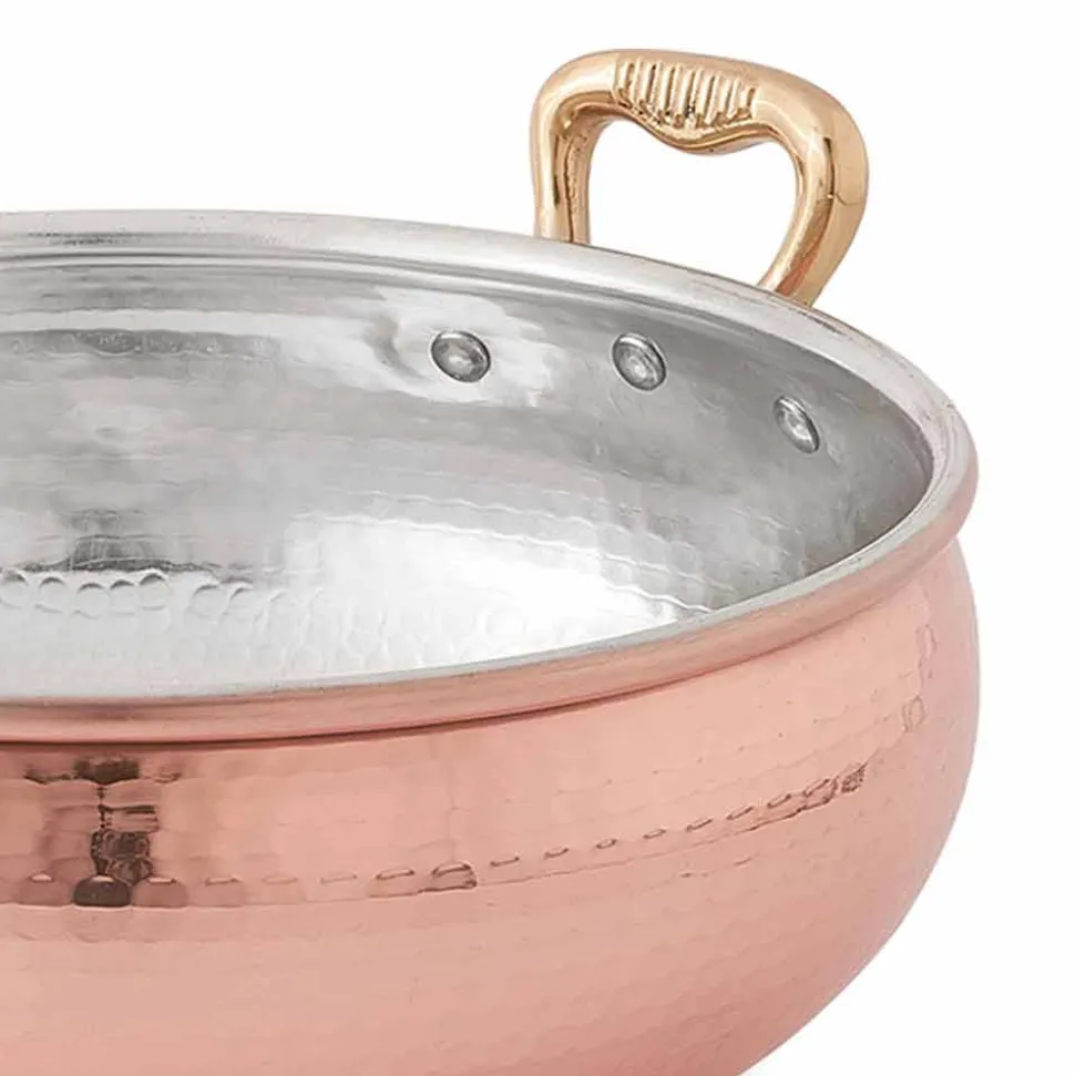 Legumiera in Rame Stagnato a Mano con 2 Manici Made in Italy 16 cm - Gianmaria