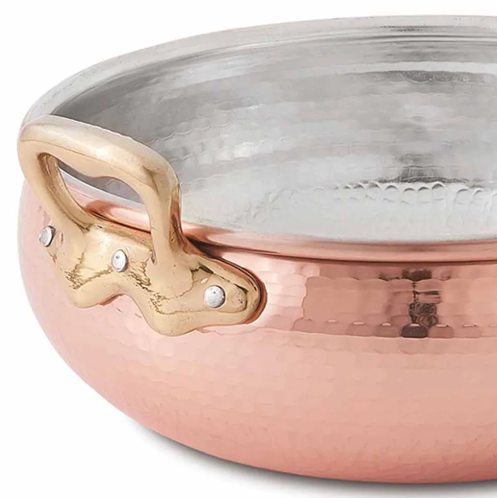 Legumiera in Rame Stagnato a Mano con 2 Manici Made in Italy 16 cm - Gianmaria