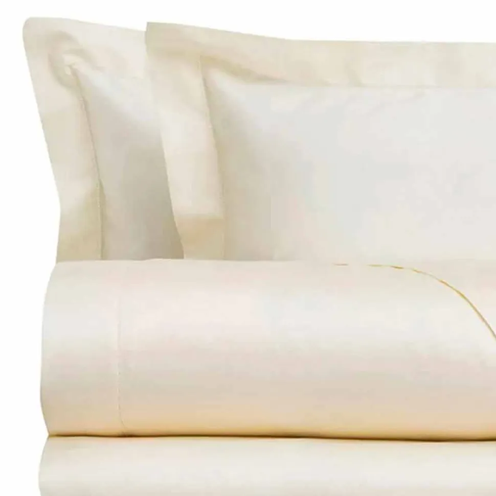 Lenzuola in Raso di Cotone Completo da Letto Matrimoniale Tinta Unita - Fresia