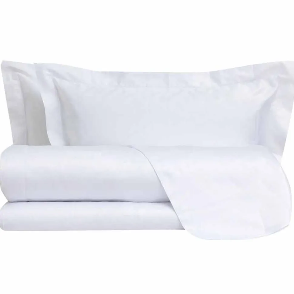 Lenzuola in Raso di Cotone Completo da Letto Matrimoniale Tinta Unita - Fresia