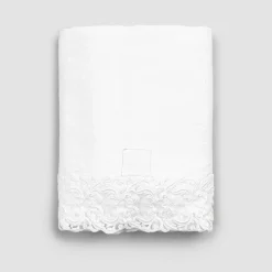 Lenzuolo di Lino Bianco con Pizzo per Letto Matrimoniale Alta Qualità - Fiumana