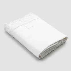 Lenzuolo di Lino Bianco con Pizzo per Letto Matrimoniale Alta Qualità - Fiumana