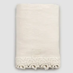 Lenzuolo Letto Matrimoniale in Lino con Pizzo Poema, 3 Finiture - Dulcis