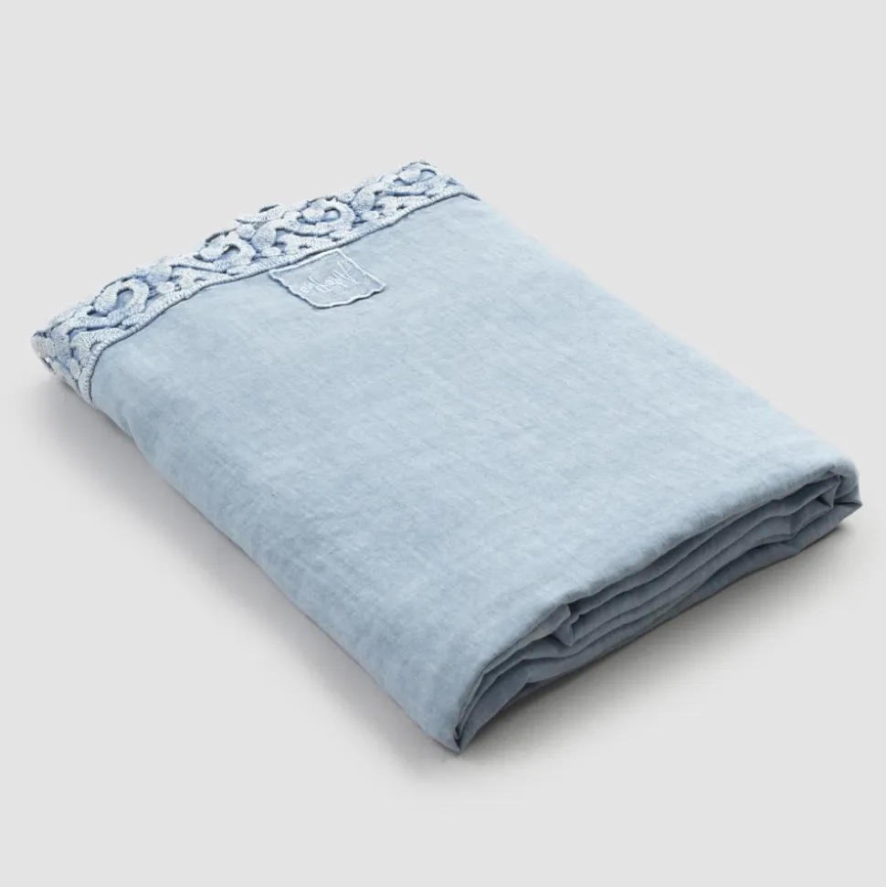 Lenzuolo Letto Matrimoniale in Lino con Pizzo Poema, 3 Finiture - Dulcis