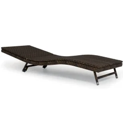 Lettino da Esterno in Polyrattan con Ruote – Meredith