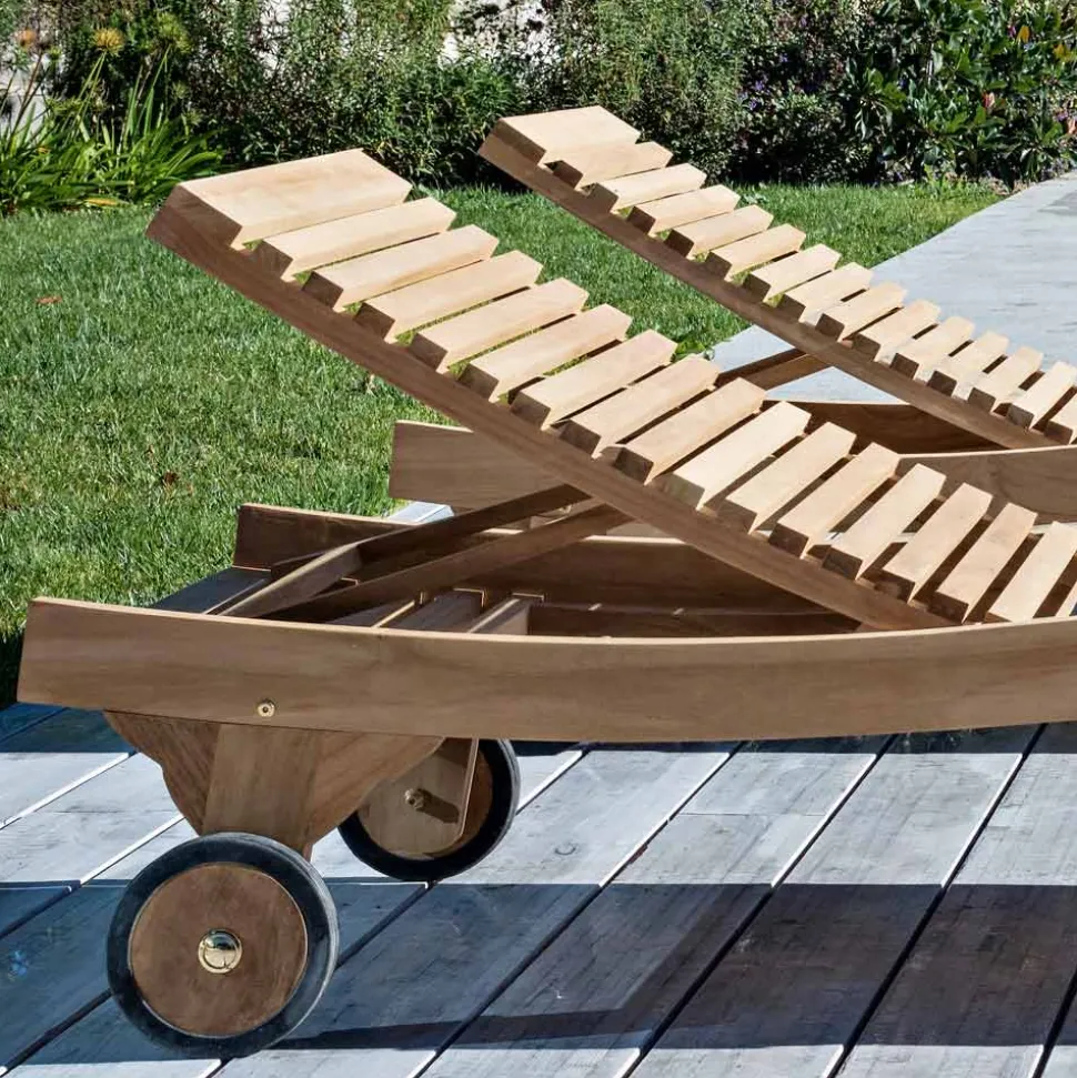 Lettino da Esterno in Teak Naturale – Yggdrasil
