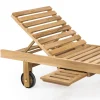 Lettino da Giardino in Legno di Teak Naturale e Cuscino Opzionale – Yggdrasil