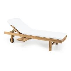 Lettino da Giardino in Legno di Teak Naturale e Cuscino Opzionale – Yggdrasil