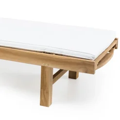 Lettino da Giardino in Legno di Teak Naturale e Cuscino Opzionale – Yggdrasil