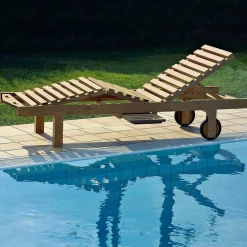 Lettino da Giardino in Legno di Teak Naturale e Cuscino Opzionale – Yggdrasil