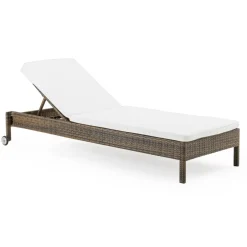 Lettino da Giardino in Polyrattan con Ruote – Sunbathe