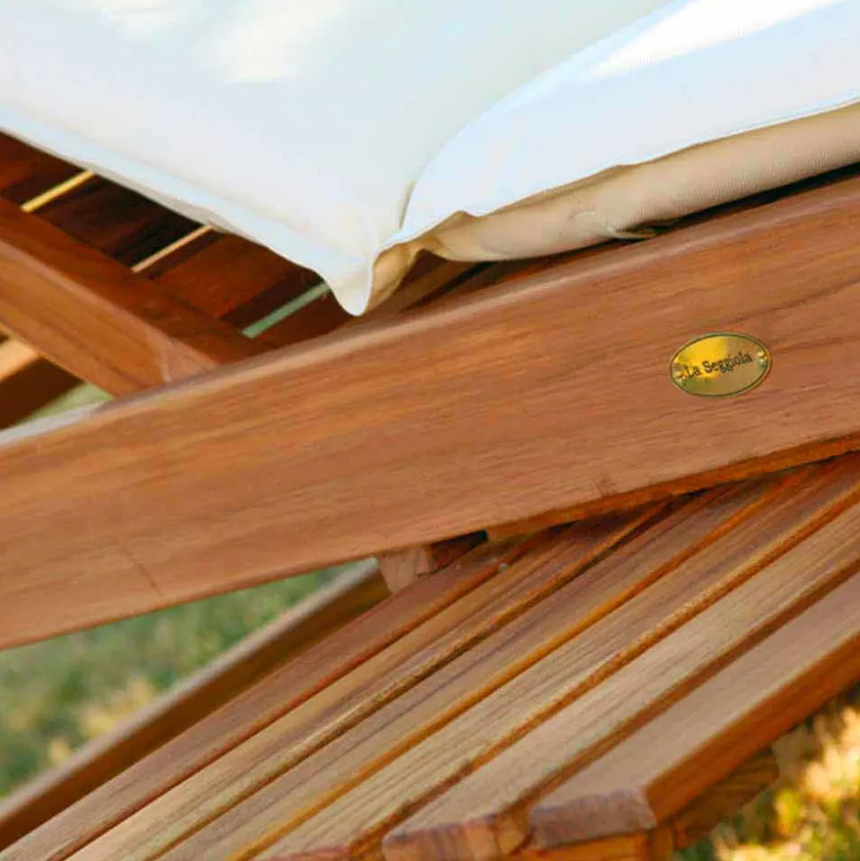 Lettino regolabile da giardino in legno di teak