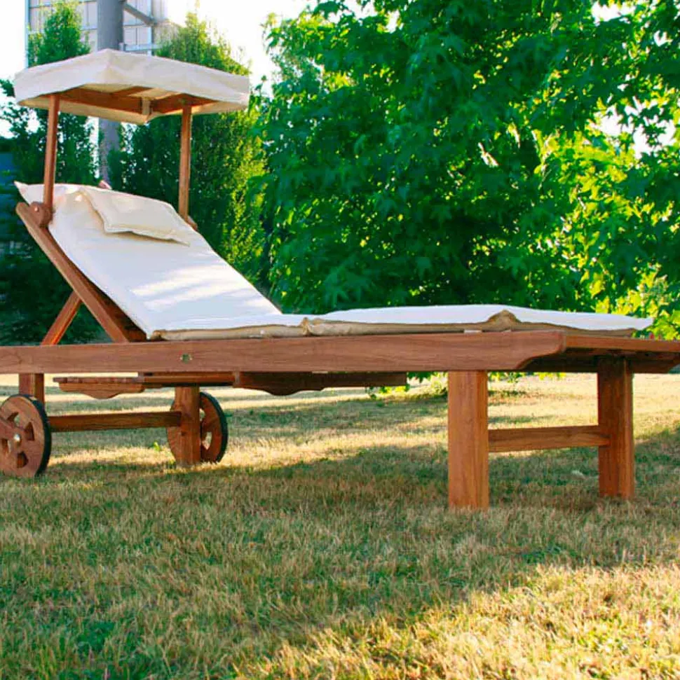Lettino regolabile da giardino in legno di teak