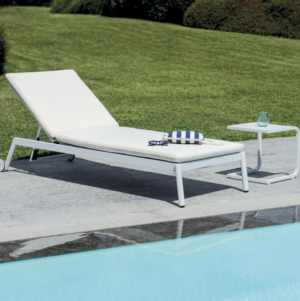 Lettino 205x76 cm da Esterno in Alluminio con Cuscino - Tessara
